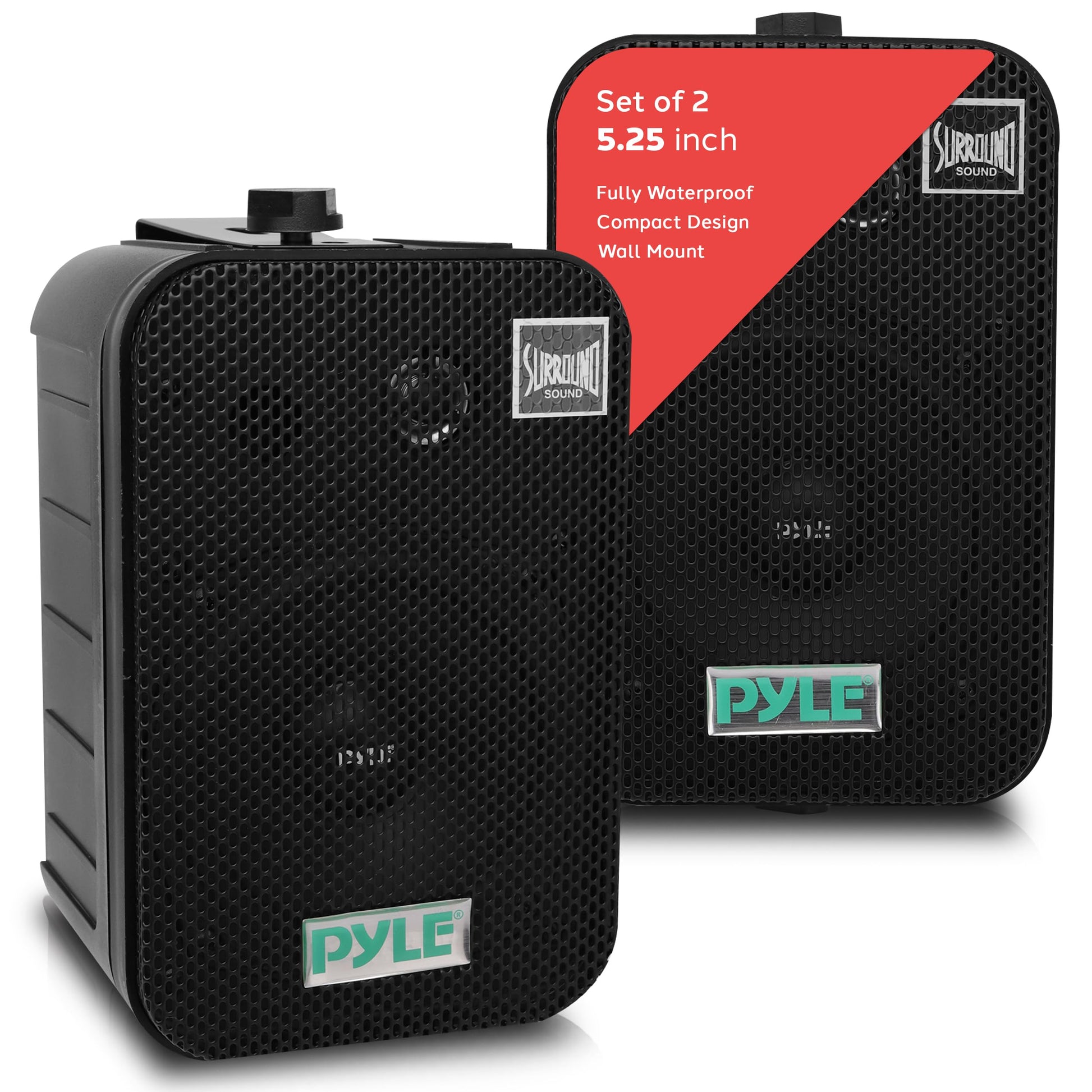 Pyle Home Dual Waterproof Outdoor Speaker System - 5.25 Inch Pair of Weatherproof Wall/Ceiling Mounted Speakers w/Heavy Duty Grill, Universal Mount - for Use in The Pool, Patio, Indoor PDWR40B (Black) - CookCave