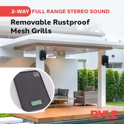 Pyle Home Dual Waterproof Outdoor Speaker System - 5.25 Inch Pair of Weatherproof Wall/Ceiling Mounted Speakers w/Heavy Duty Grill, Universal Mount - for Use in The Pool, Patio, Indoor PDWR40B (Black) - CookCave