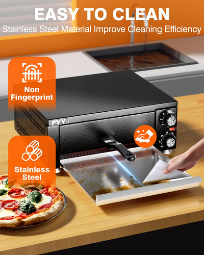 PYY Electric Pizza Oven Indoor Countertop Pizza Oven Commercial Pizza Maker Machine for Home with Timer Stainless Steel Pizza Cooker - CookCave