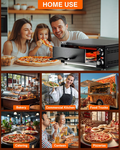 PYY Electric Pizza Oven Indoor Countertop Pizza Oven Commercial Pizza Maker Machine for Home with Timer Stainless Steel Pizza Cooker - CookCave