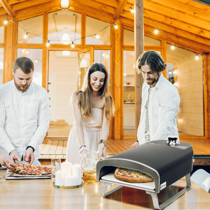 Q Pizza Outdoor Pizza Oven, Portable Gas Pizza Oven with 13x13in Pizza Stone for Outside Cooking, Backyard Pizza Maker, Pizza Accessory Ideal for Outdoor Kitchen and Party, Great Gift PS100 - CookCave