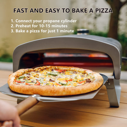 Q Pizza Outdoor Pizza Oven, Portable Gas Pizza Oven with 13x13in Pizza Stone for Outside Cooking, Backyard Pizza Maker, Pizza Accessory Ideal for Outdoor Kitchen and Party, Great Gift PS100 - CookCave