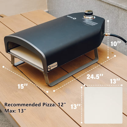 Q Pizza Outdoor Pizza Oven, Portable Gas Pizza Oven with 13x13in Pizza Stone for Outside Cooking, Backyard Pizza Maker, Pizza Accessory Ideal for Outdoor Kitchen and Party, Great Gift PS100 - CookCave