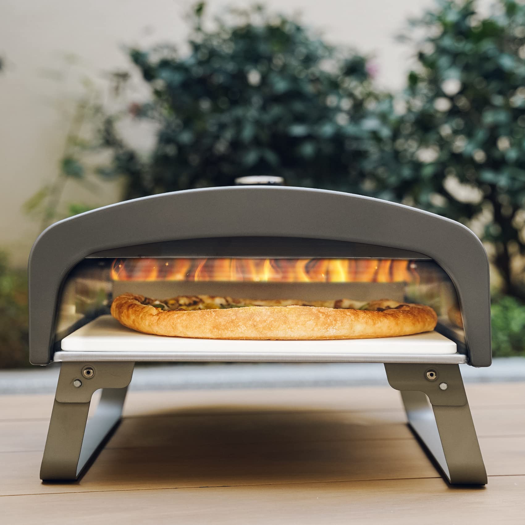 Q Pizza Outdoor Pizza Oven, Portable Gas Pizza Oven with 13x13in Pizza Stone for Outside Cooking, Backyard Pizza Maker, Pizza Accessory Ideal for Outdoor Kitchen and Party, Great Gift PS100 - CookCave