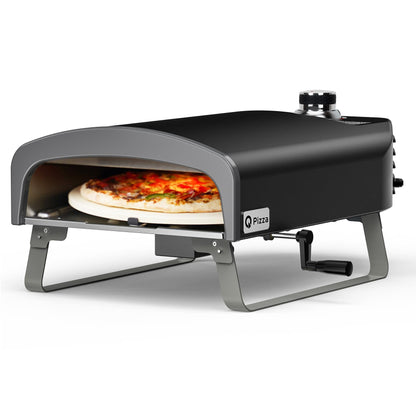 Q Pizza Portable Propane Pizza Oven with Manual Rotating Stone, Tabletop Gas Stove for Outdoor Kitchen, Gas Oven for Making Pizza, Bread, Steak, Pie, PS104 - CookCave