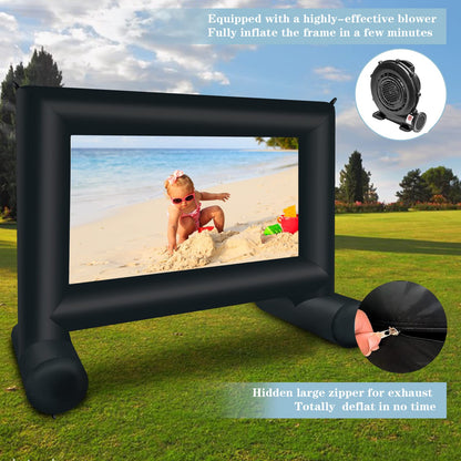 QILEBA 14 FT Inflatable Projector Movie Screen for Outside, Blow up Projector Screen Front/Rear Projection for Backyard Movie Night Outdoor Party - CookCave