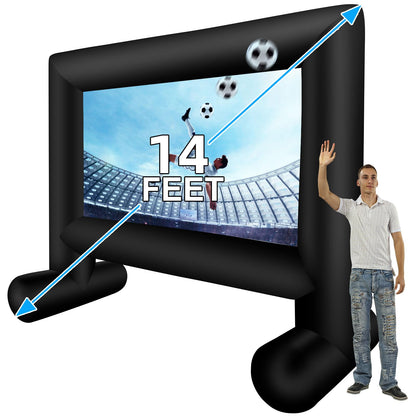 QILEBA 14 FT Inflatable Projector Movie Screen for Outside, Blow up Projector Screen Front/Rear Projection for Backyard Movie Night Outdoor Party - CookCave