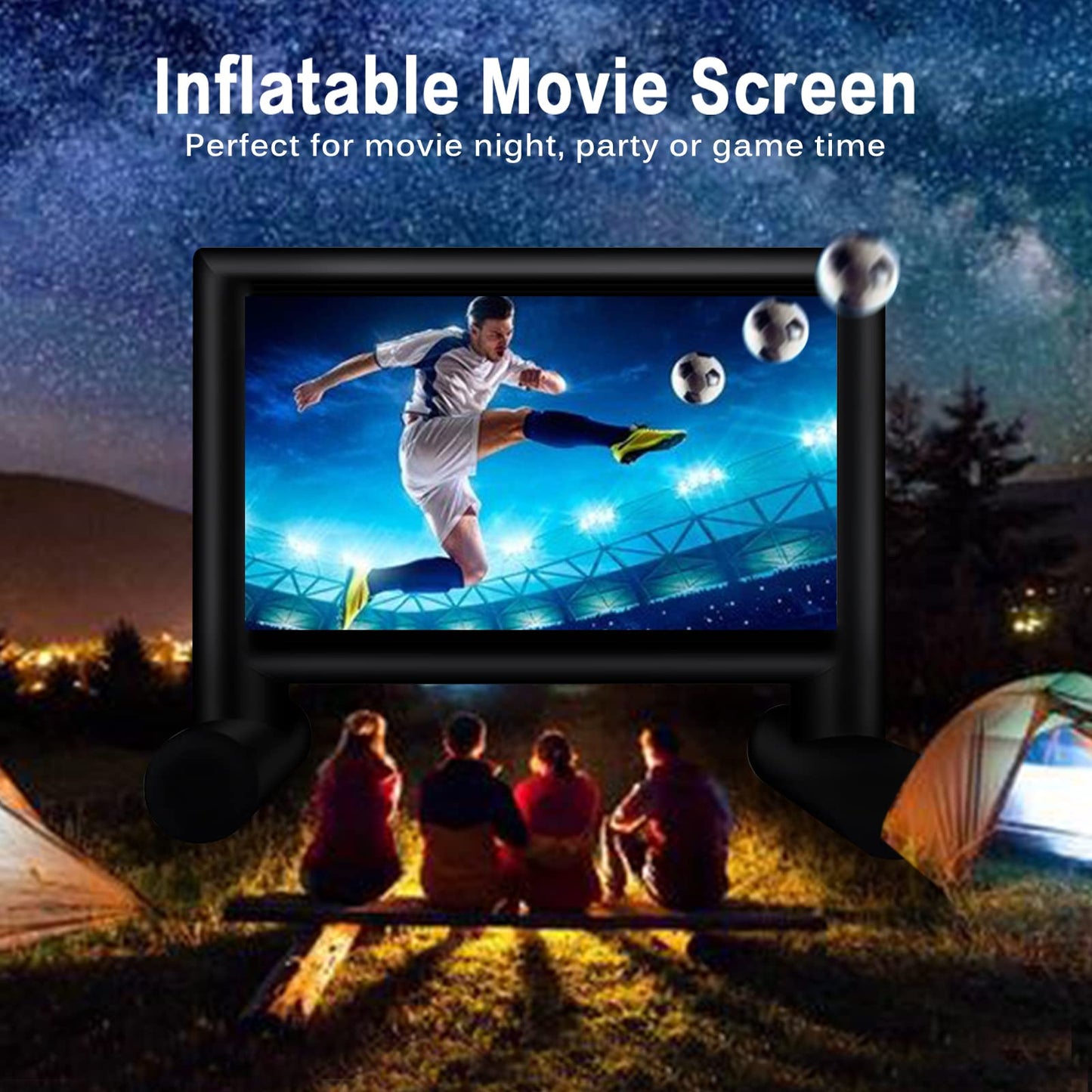 QILEBA 14 FT Inflatable Projector Movie Screen for Outside, Blow up Projector Screen Front/Rear Projection for Backyard Movie Night Outdoor Party - CookCave