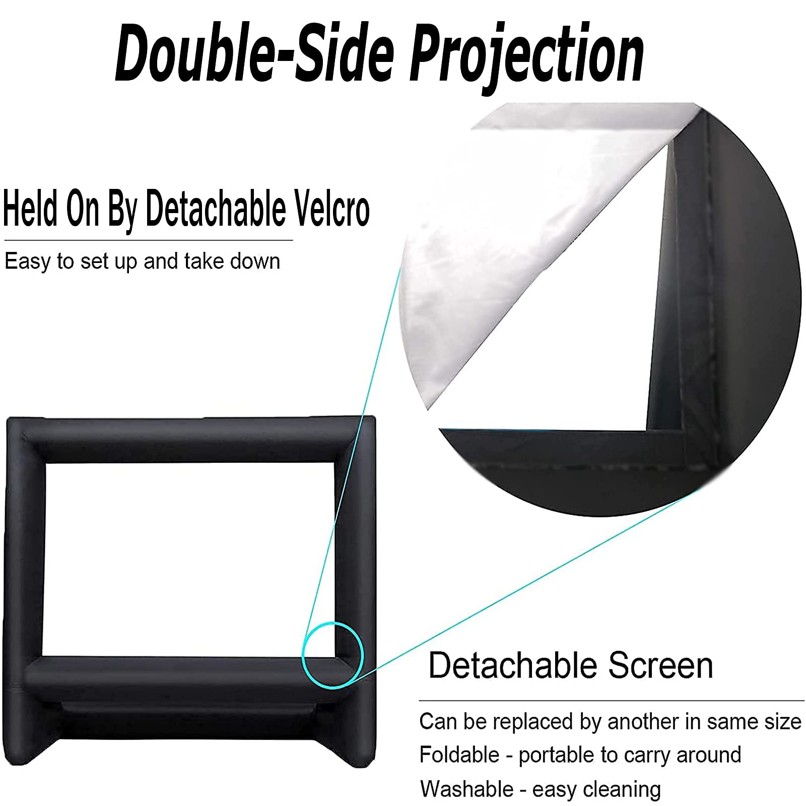 QILEBA 24 Feet Inflatable Projector Movie Screen Outdoor Indoor, Portable Blow Up Cinema Projection Screen, with Air Blower, Tie-Downs and Storage Bag, for Backyard Pool Party Movie Nights - CookCave