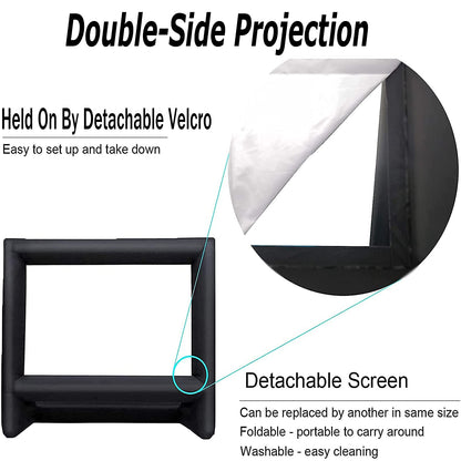 QILEBA 24 Feet Inflatable Projector Movie Screen Outdoor Indoor, Portable Blow Up Cinema Projection Screen, with Air Blower, Tie-Downs and Storage Bag, for Backyard Pool Party Movie Nights - CookCave