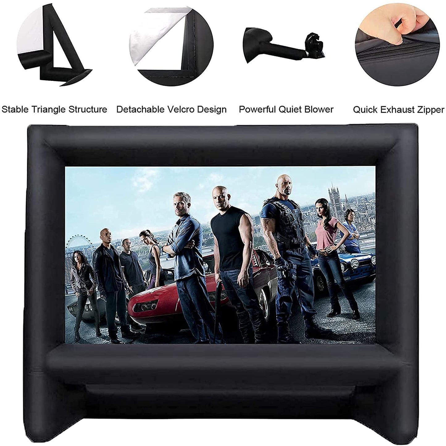QILEBA 24 Feet Inflatable Projector Movie Screen Outdoor Indoor, Portable Blow Up Cinema Projection Screen, with Air Blower, Tie-Downs and Storage Bag, for Backyard Pool Party Movie Nights - CookCave