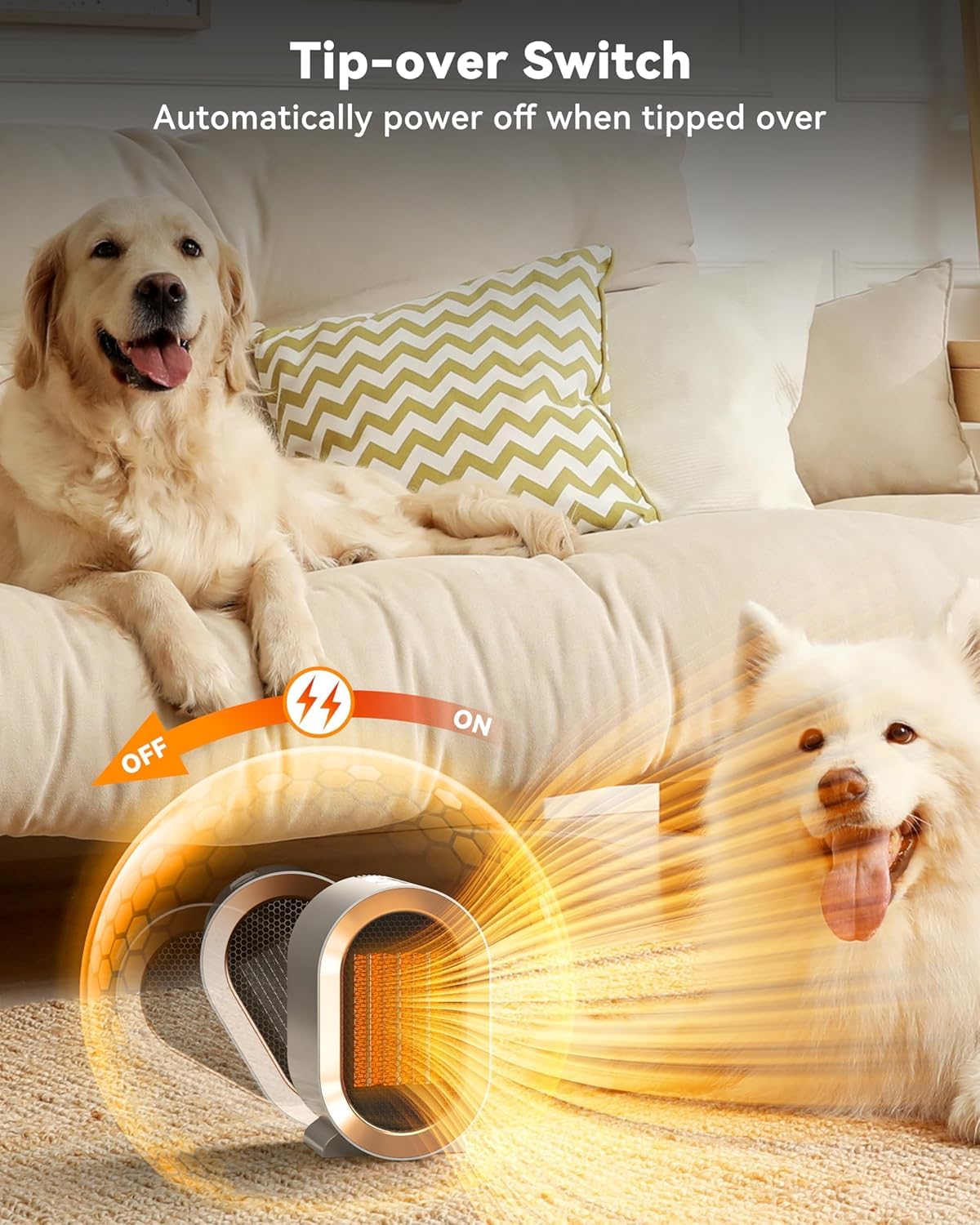 QQT Electric Space Heater,Portable Energy Efficient Space Heaters for Indoor Use,Two-Speed Portable Heater Fan for Office with Adjustable,Overheating Protection,Dumping Shutdown (White) - CookCave