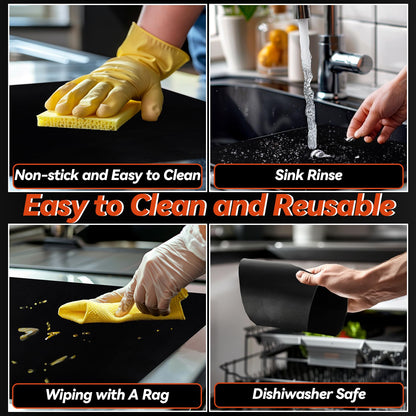 RAINFLOW Grill Mats for Outdoor Grill - Set of 5 Grilling Mats for Gas Teflon Non-Stick BBQ Accessories on Gas Charcoal and Electric 15.75 x 13 Inch, Black - CookCave