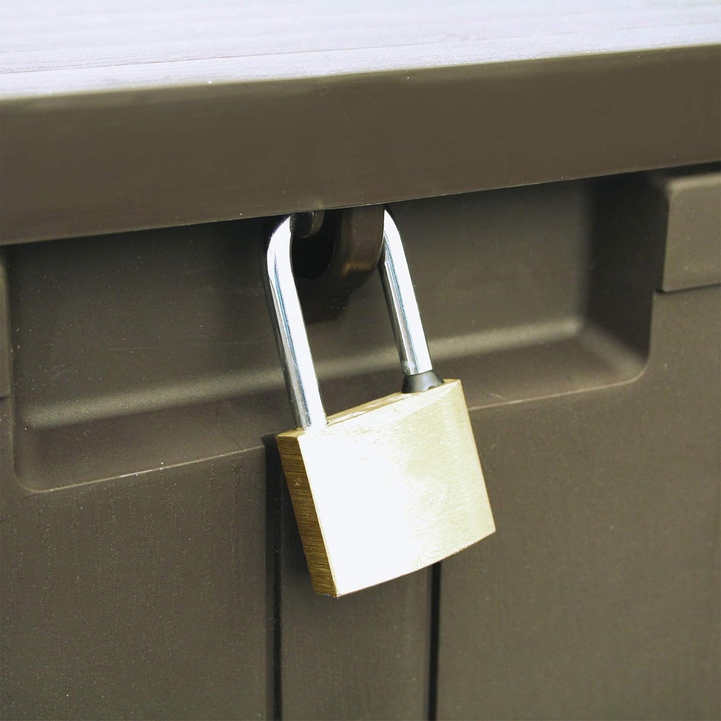 Ram Quality Products 71 Gallon Plastic Outdoor Backyard Storage Bin Deck Box for Patio Furniture Cushions,Tools, and Pool Accessories, Brown - CookCave