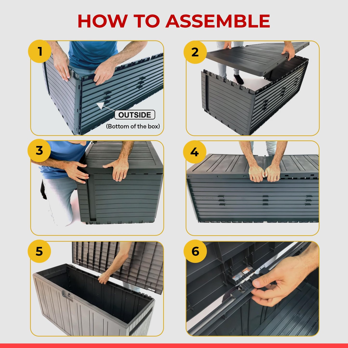 Ram Quality Products 71 Gallon Plastic Outdoor Backyard Storage Bin Deck Box for Patio Furniture Cushions,Tools, and Pool Accessories, Brown - CookCave