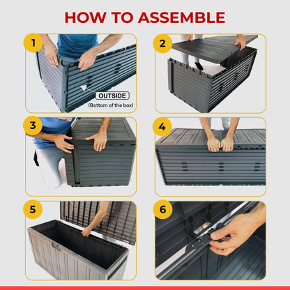 Ram Quality Products 71 Gallon Plastic Outdoor Backyard Storage Bin Deck Box for Patio Furniture Cushions,Tools, and Pool Accessories, Brown - CookCave