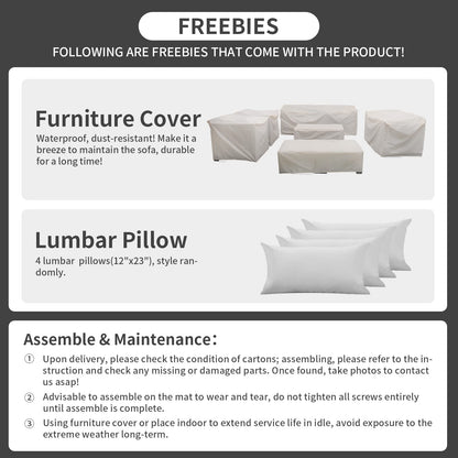 Rattaner Patio Furniture Sets 7 Pieces Outdoor Furniture Sectional Patio Couches Set with Storage Table Light Grey Cushions - CookCave