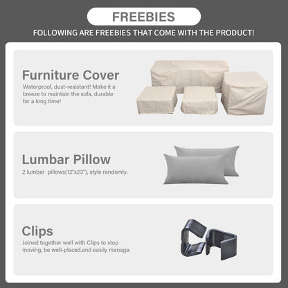 Rattaner Wicker Patio Furniture Outdoor Couch 4 Pcs Patio Furniture Set Outdoor Sectional with Patio Single Chair Outdoor Storage Table All-Weather Non-Slip Cushions Waterproof Covers, Light Grey - CookCave