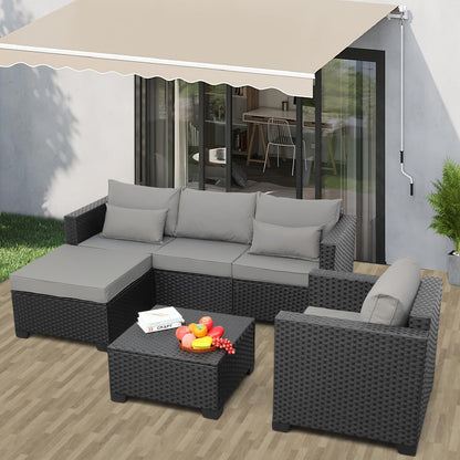Rattaner Wicker Patio Furniture Outdoor Couch 4 Pcs Patio Furniture Set Outdoor Sectional with Patio Single Chair Outdoor Storage Table All-Weather Non-Slip Cushions Waterproof Covers, Light Grey - CookCave