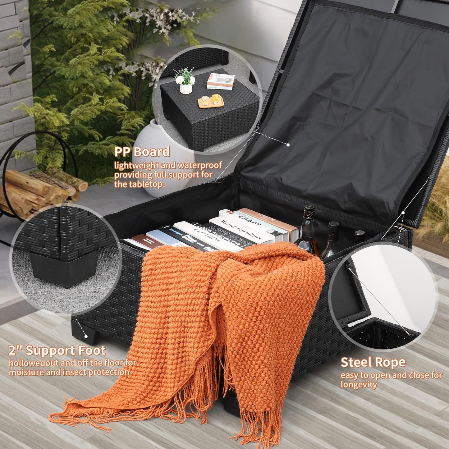 Rattaner Wicker Patio Furniture Outdoor Couch 4 Pcs Patio Furniture Set Outdoor Sectional with Patio Single Chair Outdoor Storage Table All-Weather Non-Slip Cushions Waterproof Covers, Light Grey - CookCave