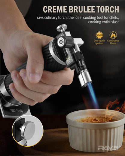 RAVS Butane Torch Lighter, DUAL Flame Mode Kitchen Torch, Refillable Cooking Torch Gun, Creme Brulee Torch Lighter, Blow Torch for Cooking, Welding, Mini Torch Soldering Torch, Butane is Not Included - CookCave
