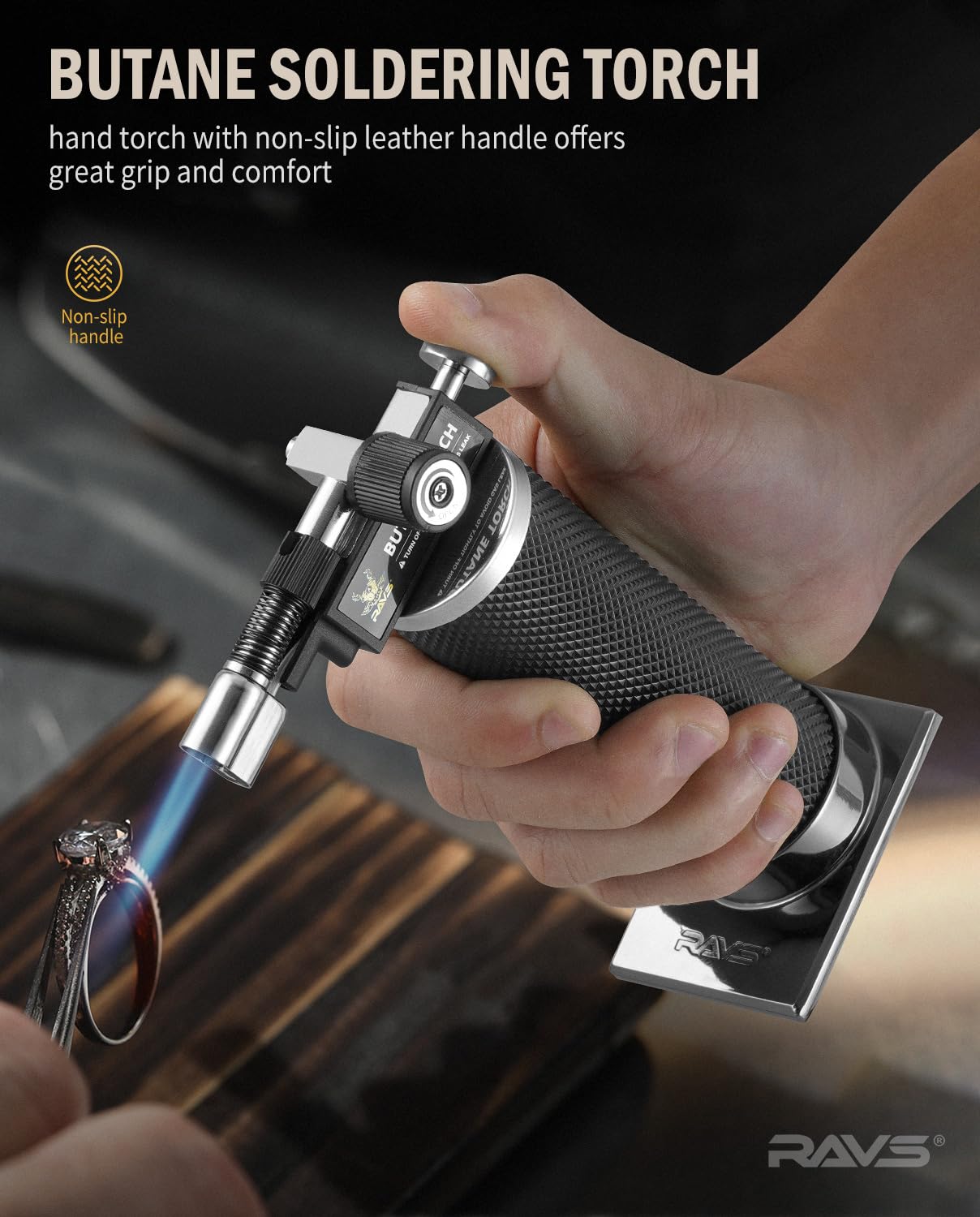 RAVS Butane Torch Lighter, DUAL Flame Mode Kitchen Torch, Refillable Cooking Torch Gun, Creme Brulee Torch Lighter, Blow Torch for Cooking, Welding, Mini Torch Soldering Torch, Butane is Not Included - CookCave