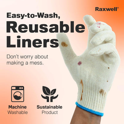 Raxwell BBQ Gloves - 6 Heat Resistant Cotton Liners + 100 Nitrile Food Prep Gloves for Barbecue Smoker, Cooking & Hot Food - Size Large - BBQ Accessories - Grilling Accessories - CookCave