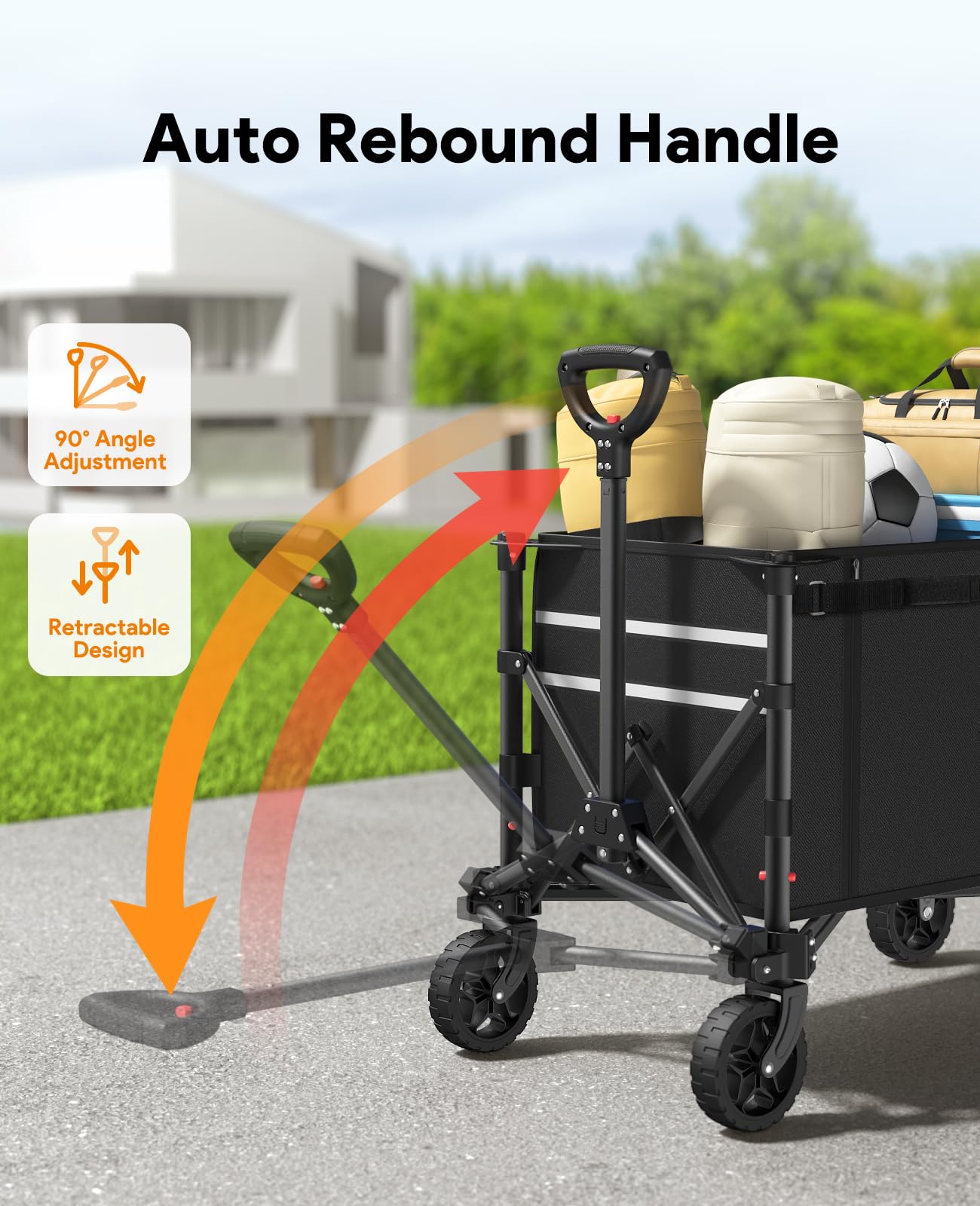 Raynesys 3 in 1 Collapsible Wagon Converts to Bench, 220lbs Foldable Wagon Cart with Wheels, 120L Shopping Cart for Groceries Folding Utility Wagon for Beach, Garden, Camping, Sport, Black - CookCave