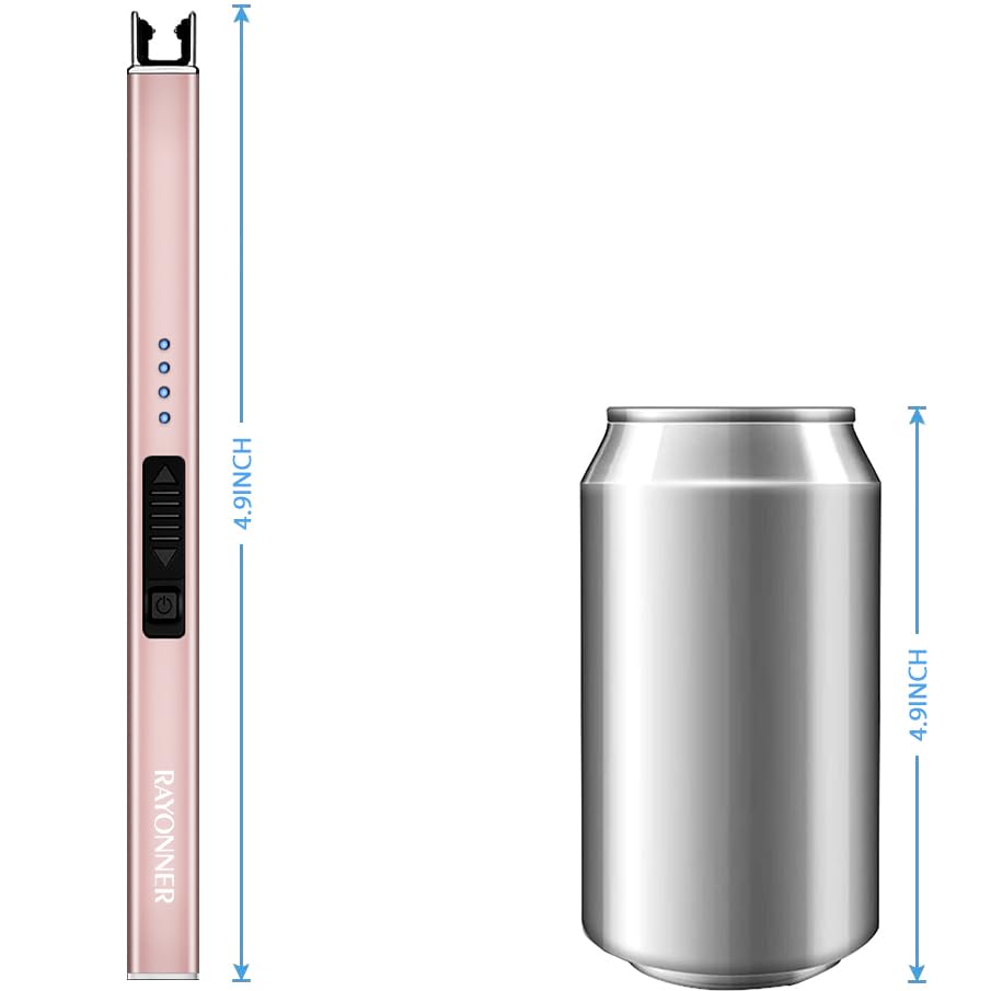 RAYONNER Lighter Electric Candle Lighters Rechargeable USB Lighter Arc Lighters for Candle Camping (1Pack, Rose Gold) - CookCave