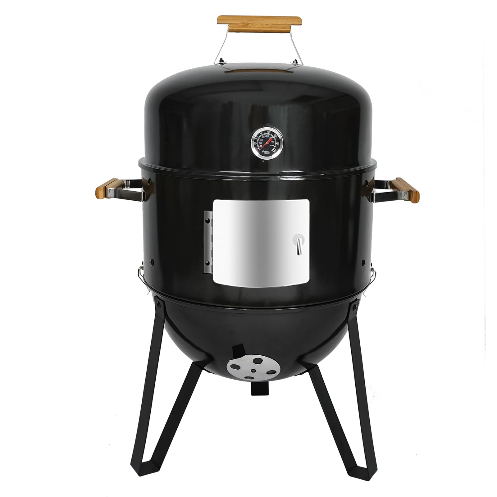 Realcook BBQ Charcoal Smoker Grill: Heavy Duty 17 Inch Vertical Meat Smokers - Porcelain-Enameled Charcoal Grill Smoker Combo for Outdoor Cooking Backyard Picnic Party Grilling - CookCave