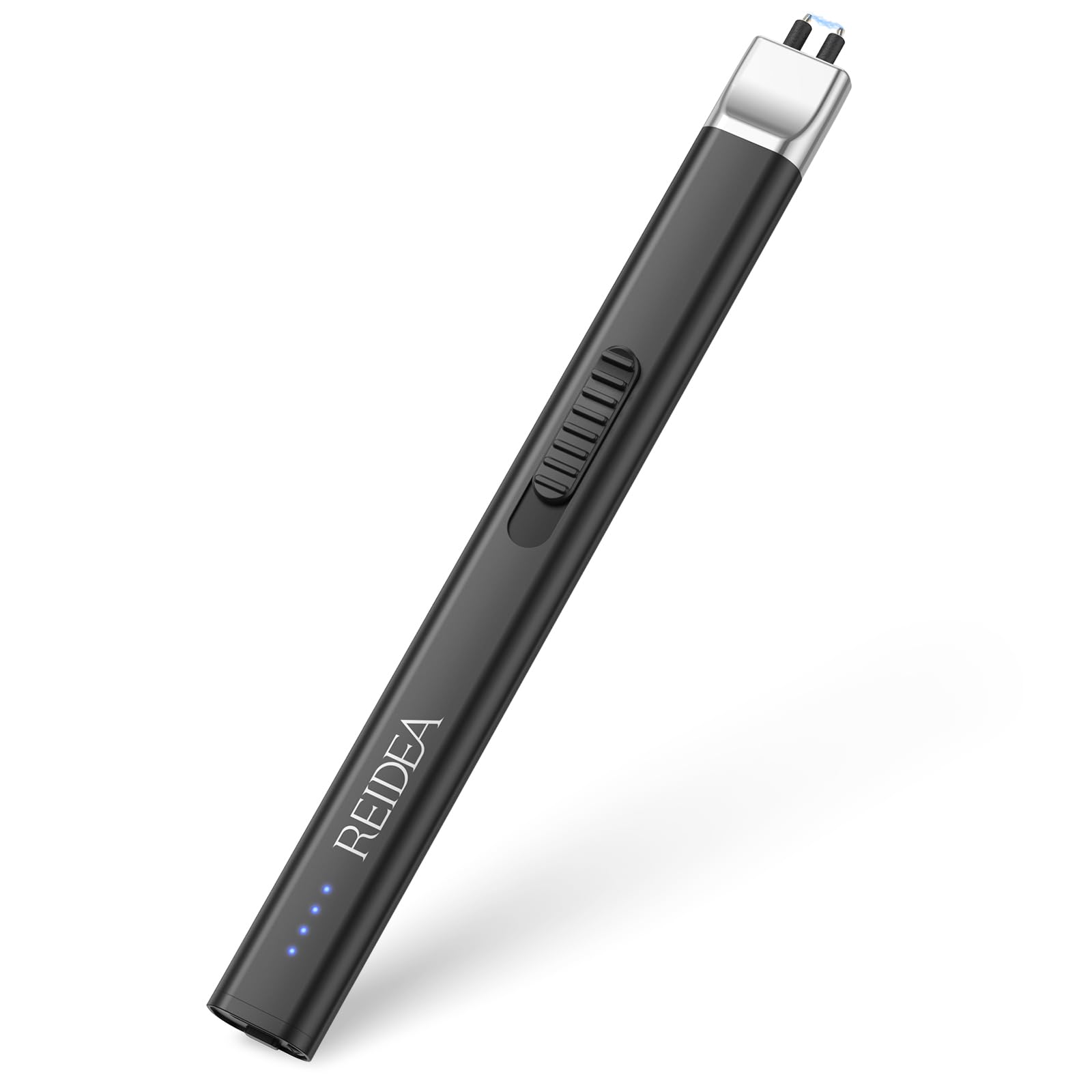 REIDEA Electric Candle Lighter, Windproof Flameless USB Rechargeable Arc Lighter with Safe Button and Power Indicator for Candle, BBQ and Fireworks, R1 Flat, Obsidian Black - CookCave