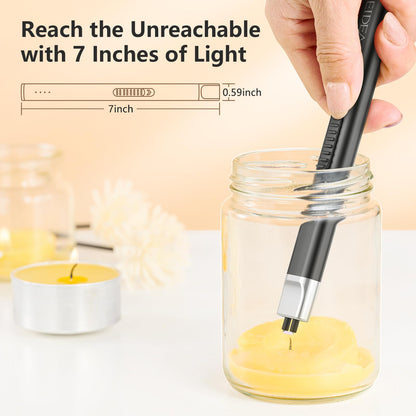 REIDEA Electric Candle Lighter, Windproof Flameless USB Rechargeable Arc Lighter with Safe Button and Power Indicator for Candle, BBQ and Fireworks, R1 Flat, Obsidian Black - CookCave