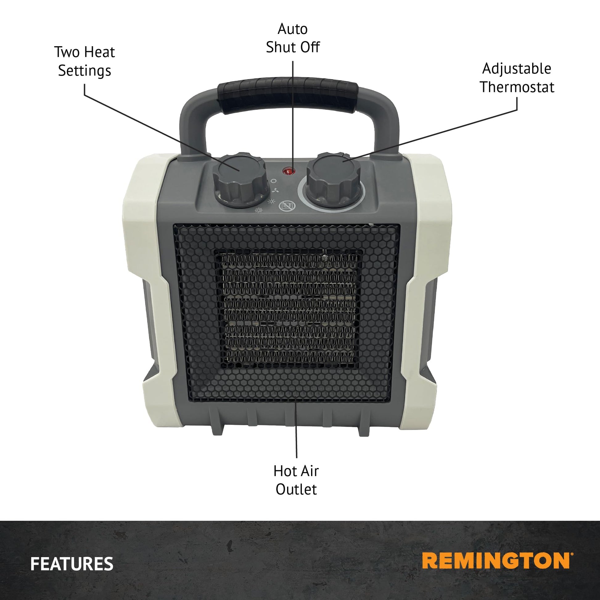 Remington 1500W Heavy-Duty Electric Heater Portable Electric Heater for Garage, Workshop, or Jobsite (REM-222A-120) - CookCave
