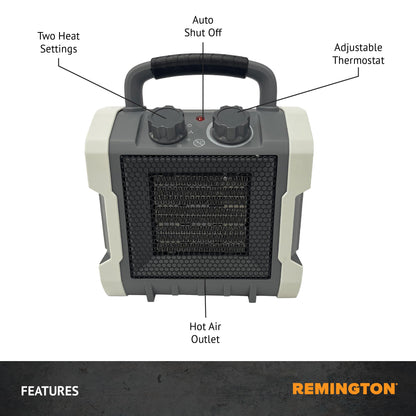 Remington 1500W Heavy-Duty Electric Heater Portable Electric Heater for Garage, Workshop, or Jobsite (REM-222A-120) - CookCave