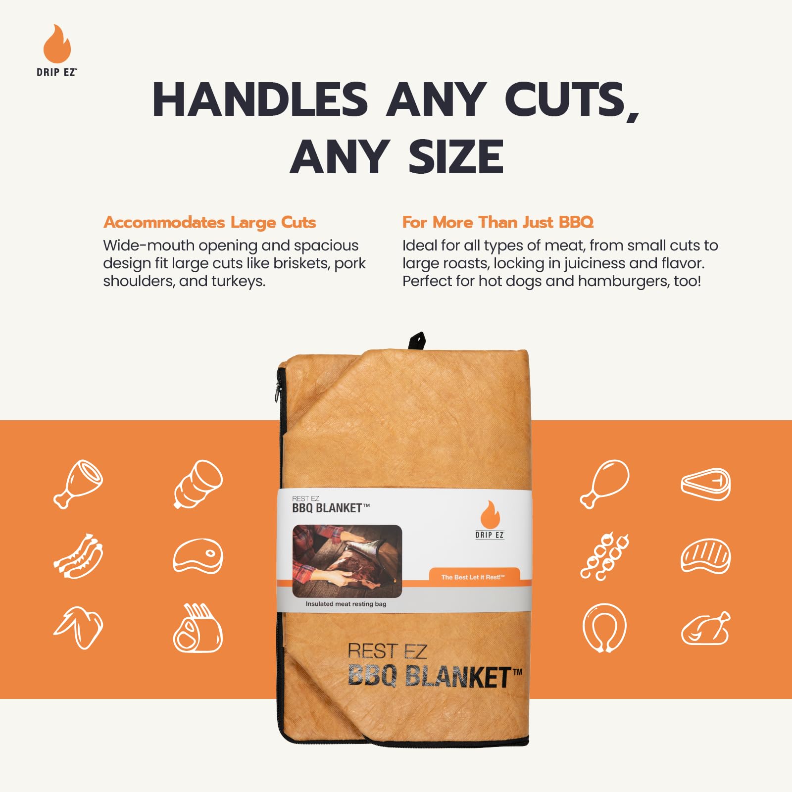 Rest EZ BBQ Blanket® - Insulated Meat Resting Bag for Moisture Retention and Tender BBQ - Heavy-Duty with Wide Mouth Design for Briskets, Pork Shoulders, Steaks - CookCave