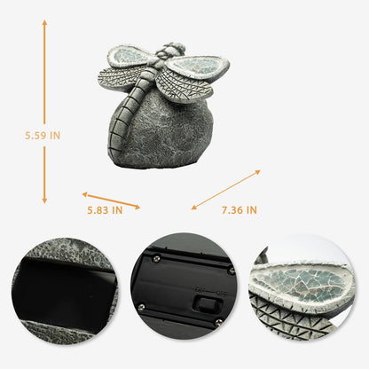 Rezpuao Garden Statue Dragonfly,Solar Dragonfly Decor for Outdoor,Resin Dragonflies Figurine with Solar Light for Patio,Balcony,Yard,Lawn Ornament,Perfect Garden Gift - CookCave