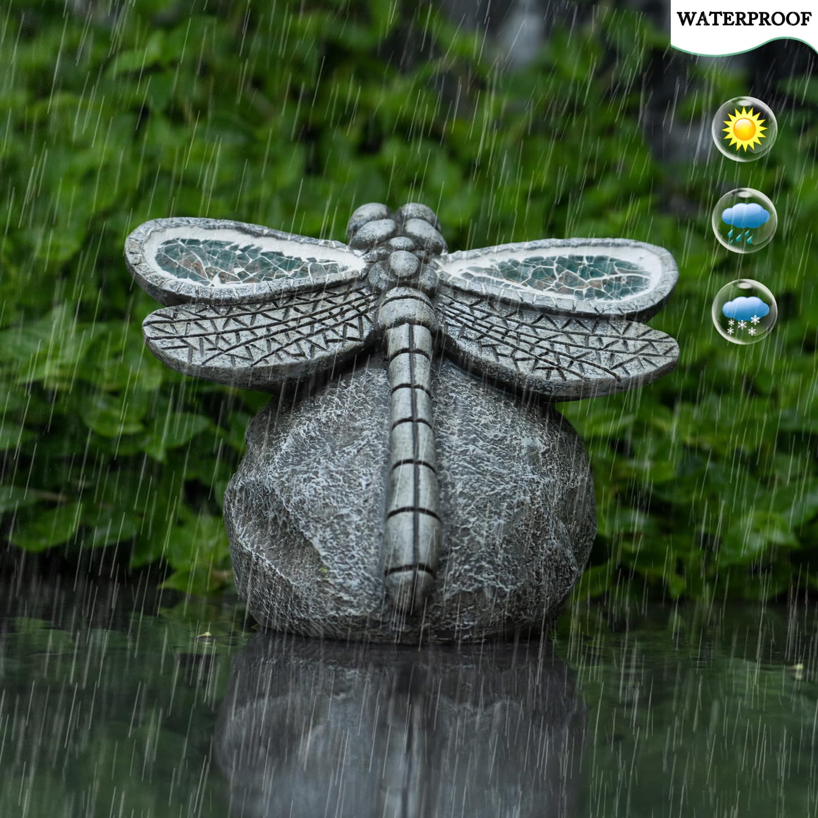 Rezpuao Garden Statue Dragonfly,Solar Dragonfly Decor for Outdoor,Resin Dragonflies Figurine with Solar Light for Patio,Balcony,Yard,Lawn Ornament,Perfect Garden Gift - CookCave