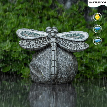 Rezpuao Garden Statue Dragonfly,Solar Dragonfly Decor for Outdoor,Resin Dragonflies Figurine with Solar Light for Patio,Balcony,Yard,Lawn Ornament,Perfect Garden Gift - CookCave