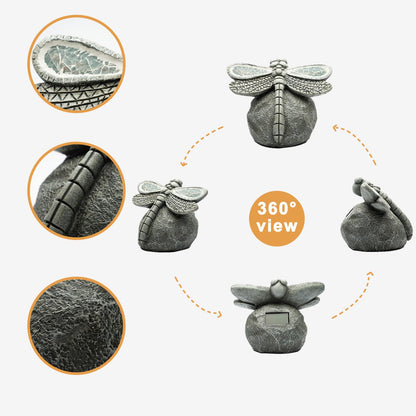 Rezpuao Garden Statue Dragonfly,Solar Dragonfly Decor for Outdoor,Resin Dragonflies Figurine with Solar Light for Patio,Balcony,Yard,Lawn Ornament,Perfect Garden Gift - CookCave