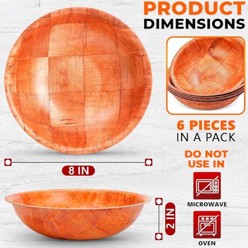 Rich&Richer 6 Pcs Wooden Salad Bowl Set - 8 Inch Salad Bowls for Lunch Woven Wooden Bowls for Food Snack Bowls for Kitchen Set - Fruit Bowl Decorative Bowl Fruit Bowl Wood Salad Bowl Set Serving Bowls - CookCave