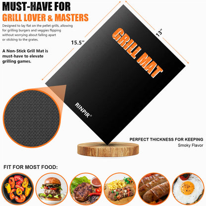 RINPIR 31pcs BBQ Grill Accessories Set for Men Dad, Heavy Duty Grilling Tools Gifts for Fathers Day, Stainless Steel BBQ Utensils Kit with Mats, Grill Brush in Carrying Bag Brown - CookCave