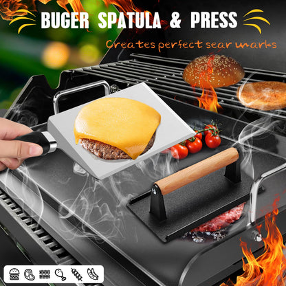 RINPIR 33PCS Griddle Accessories Kit for Blackstone, Flat Top Grill Accessories Tools with Cooling Rack, Melting Dome and Burger Press, Professional Hibachi Spatula Gift Set for Outdoor Teppanyaki BBQ - CookCave