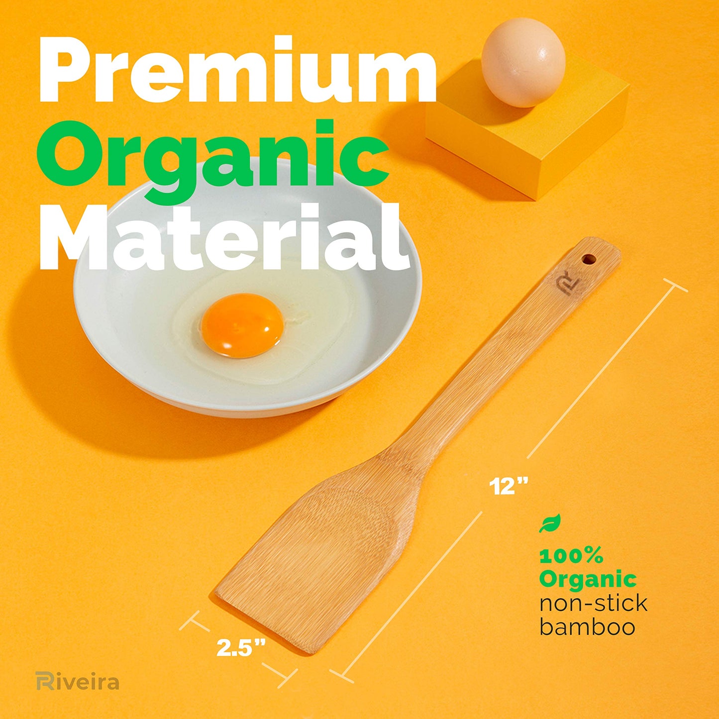 Riveira Bamboo Wooden Spoons for Cooking 6-Piece, Apartment Essentials Wood Spatula Spoon Nonstick Kitchen Utensil Set Premium Quality Housewarming Gifts for Everyday Use - CookCave