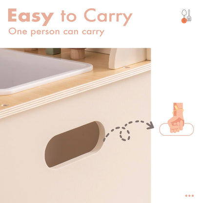 ROBOTIME Kids Play Kitchen Set - Rustic Wooden Kitchen Sets, Pretend Play Kitchen with Leaf Light String, Apron, and Groves, for Toddlers 3+ (Rustic Style) - CookCave