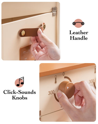 ROBUD Kids Kitchen Playset, Mocha Montessori Wooden Play Kitchen with Ice Dispenser, Pretend Toddlers Kitchen Toy with Accessories, Baby Gift for Ages 3 4 5 6 7 8 - CookCave