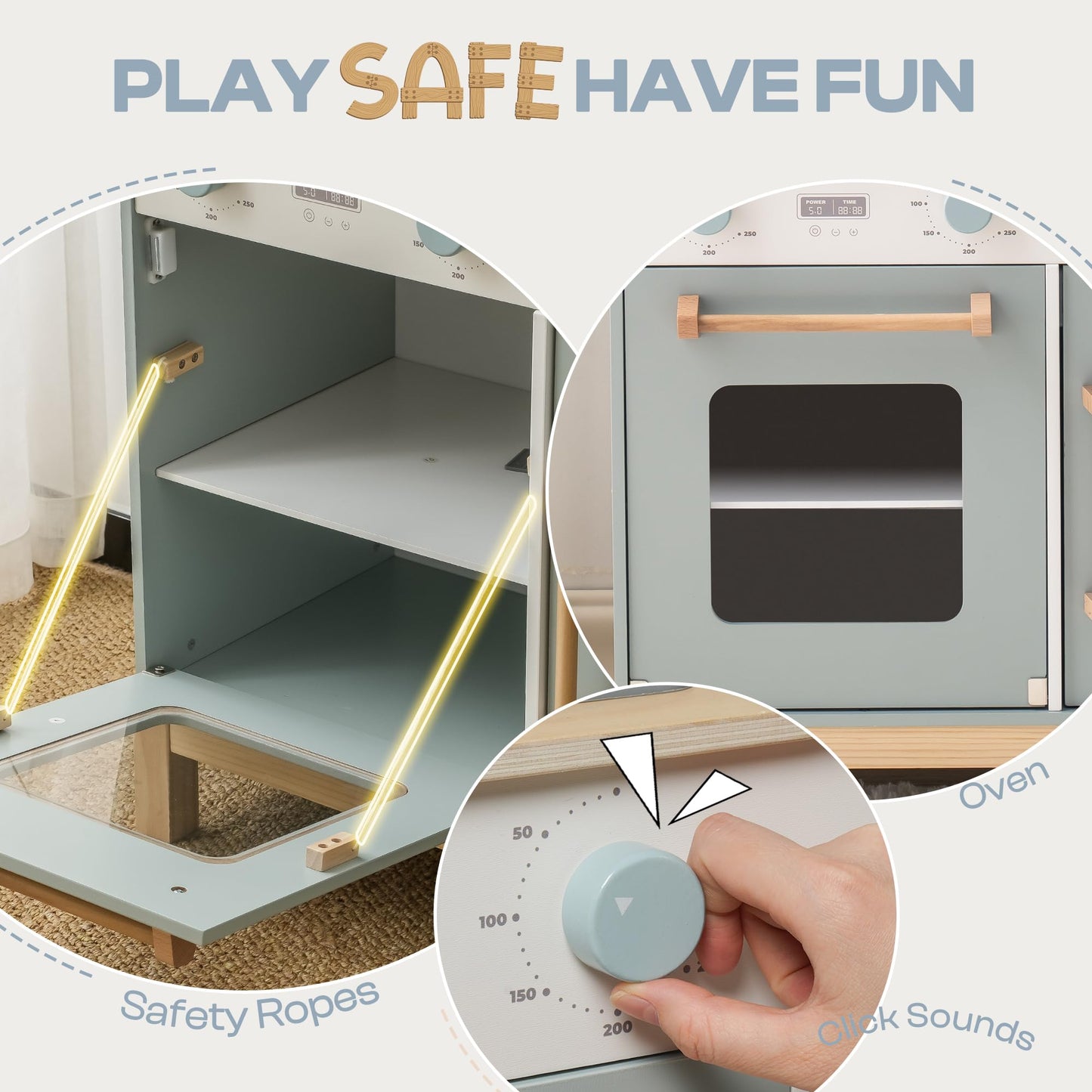 ROBUD Montessori Kids Kitchen Playset, Wooden Play Kitchen, Pretend Toddlers Kitchen Toy with Accessories, Baby Gift for Ages 3 4 5 6 7 8 - CookCave