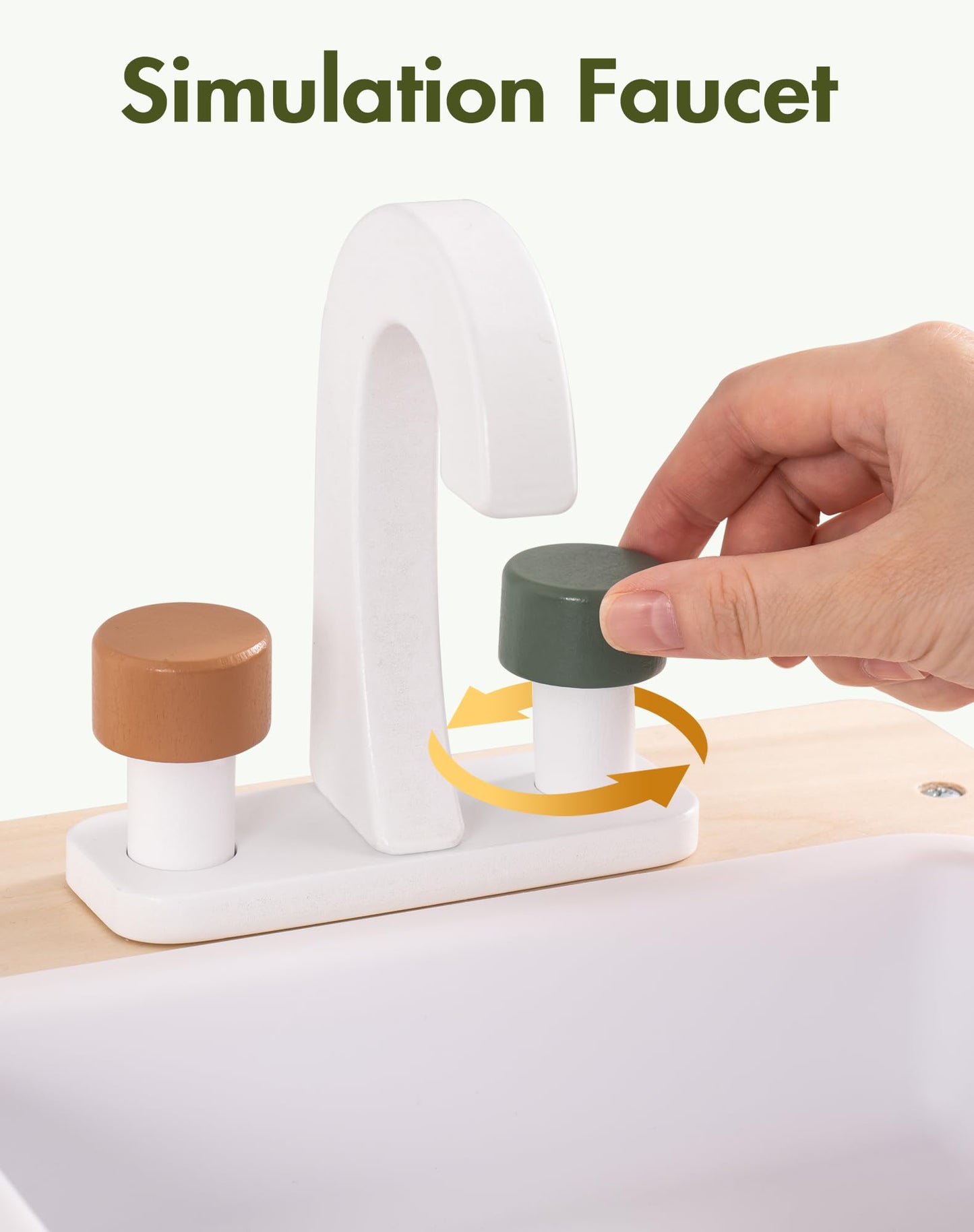 ROBUD Play Kitchen, Kids Kitchen Playset with Pretend Ice Cube Dispenser for Kids Aged 3+, Wooden Toy Kitchen of Birthday Gift to Kids, Vintage Green - CookCave