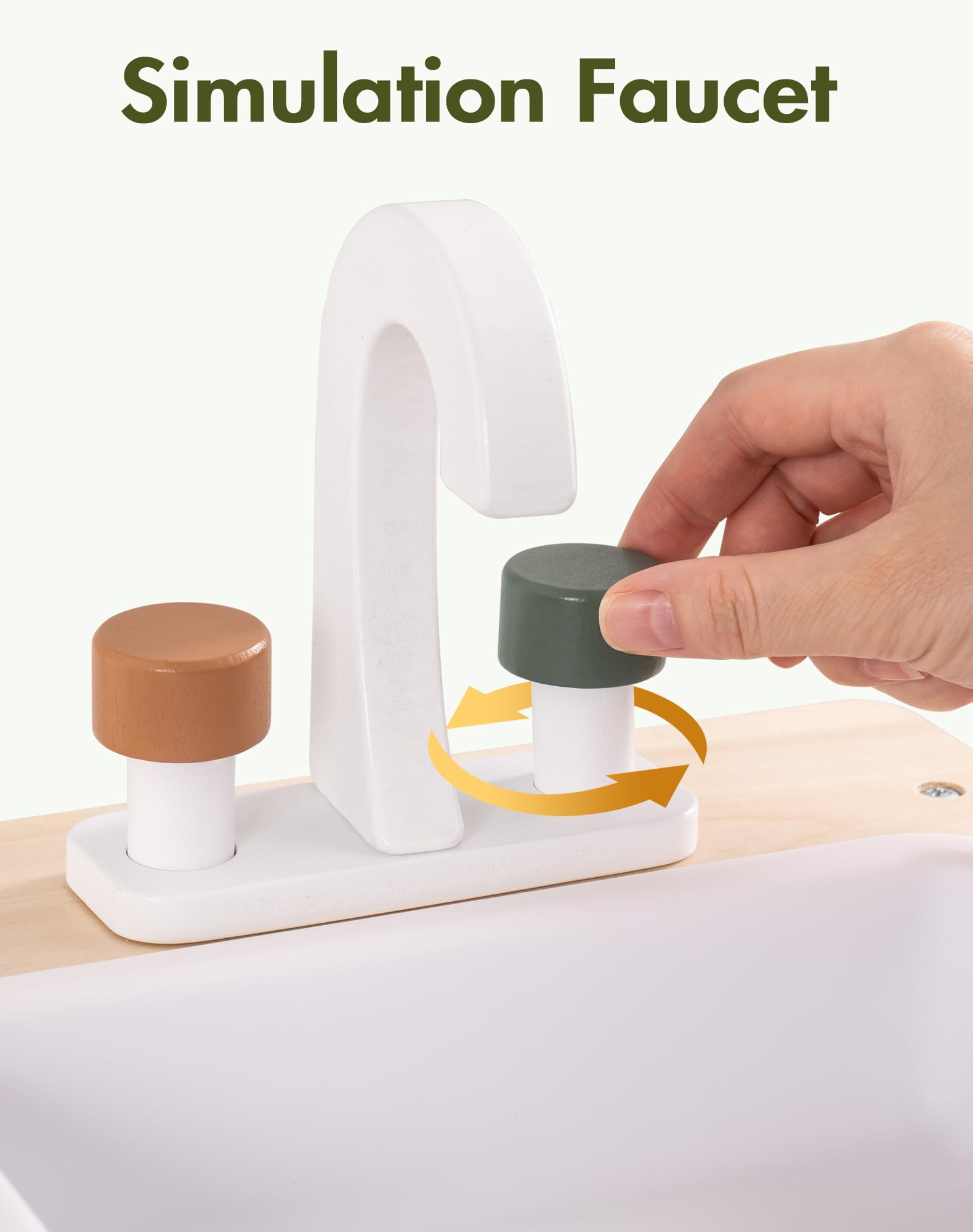 ROBUD Play Kitchen, Kids Kitchen Playset with Pretend Ice Cube Dispenser for Kids Aged 3+, Wooden Toy Kitchen of Birthday Gift to Kids, Vintage Green - CookCave