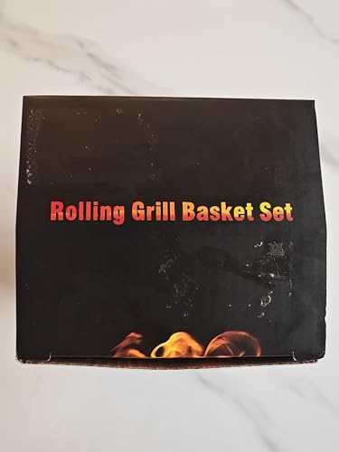 Rolling Grill Baskets(2PCS, Hexagon), Removable Wooden Handle, 304 Stainless Steel, Nesting Grilling Net, BBQ Accessories Tools for Vegetables Shrimp, Outdoor Cooking Camping, Birthday Gifts for Men Dad Husband - CookCave