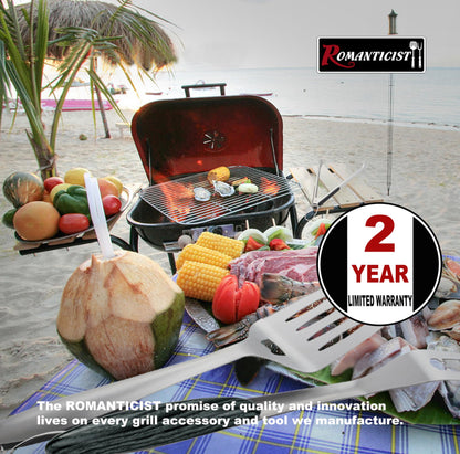ROMANTICIST 4pc Heavy Duty Grill Accessories for Top Chef - Professional Grill Tools Set & Basic BBQ Tools for Backyard Restaurant Outdoor Kitchen - Deluxe Grill Gift for Dad on Father’s Day Birthday - CookCave